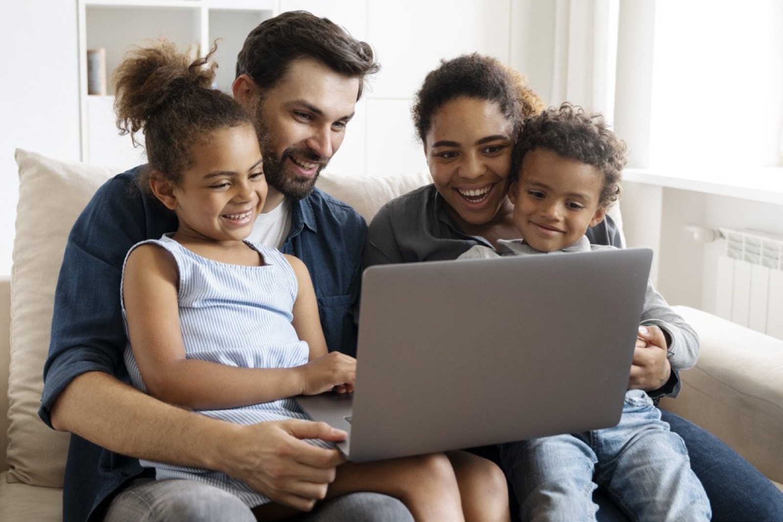 A family reviewing their finances together